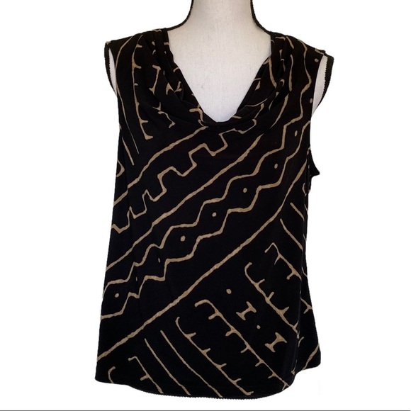 Chaps Black Drape Cowl Neck Stretch Sleeveless Blouse Size XL - Picture 1 of 11